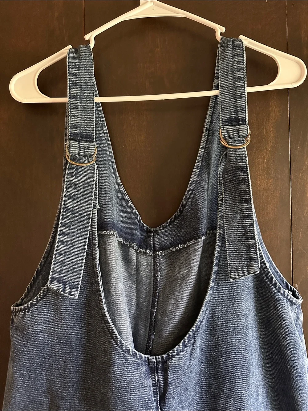 Classic Dark Denim Pinafore Dress with Front Patch Pockets - Picture 7 of 7